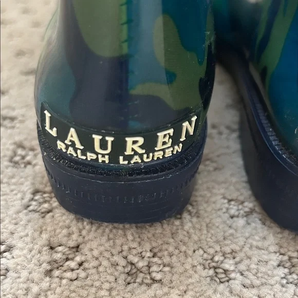 Lauren Ralph Lauren Rossalyn Blue/Green PVC Rainboits sz 9 - Picture 9 of 13